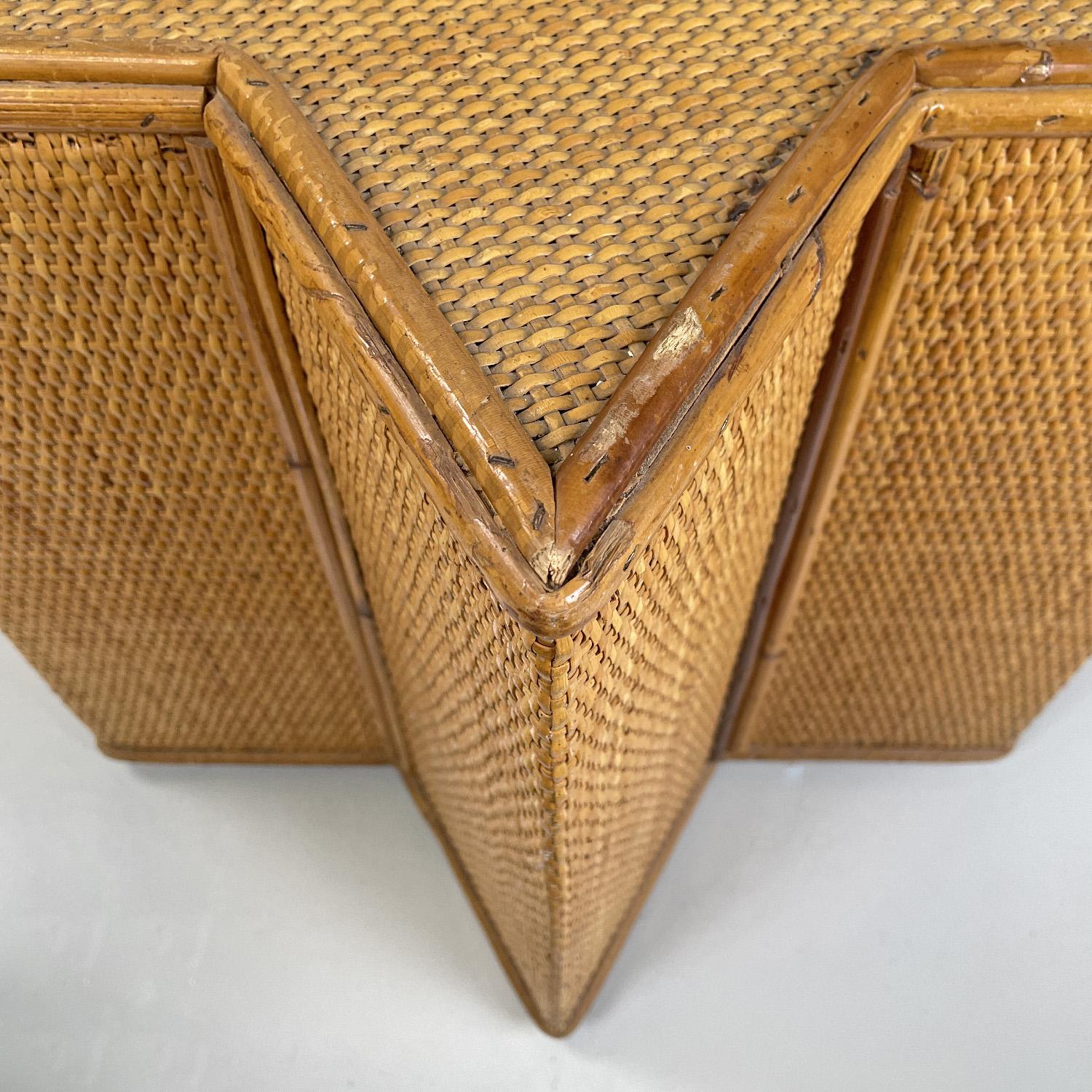 Italian modern rattan star shaped coffee table by Vivai del Sud, 1970s 4