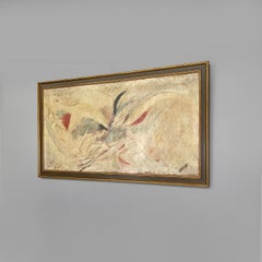 Italian modern rectangular abstract mixed media painting, 1982