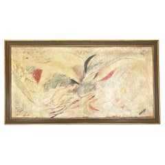 Italian modern rectangular abstract mixed media painting, 1982