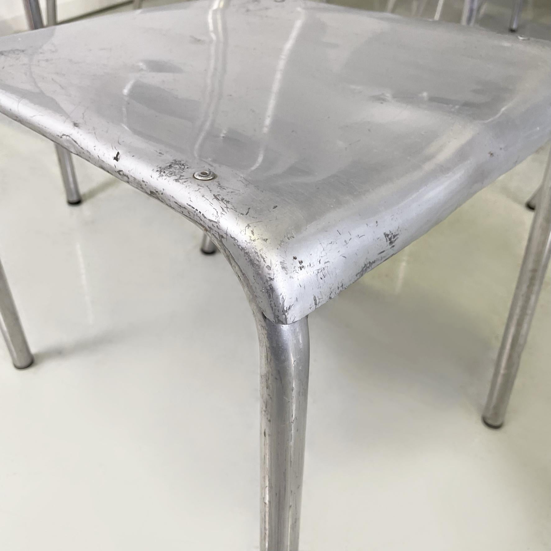 Italian modern rectangular aluminium stackable chairs, 1980s 6