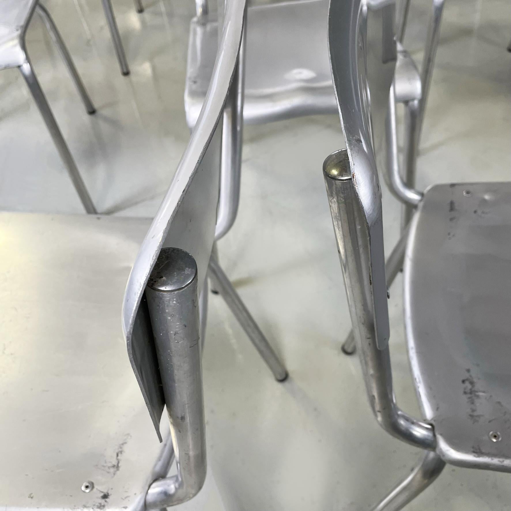Italian modern rectangular aluminium stackable chairs, 1980s 7