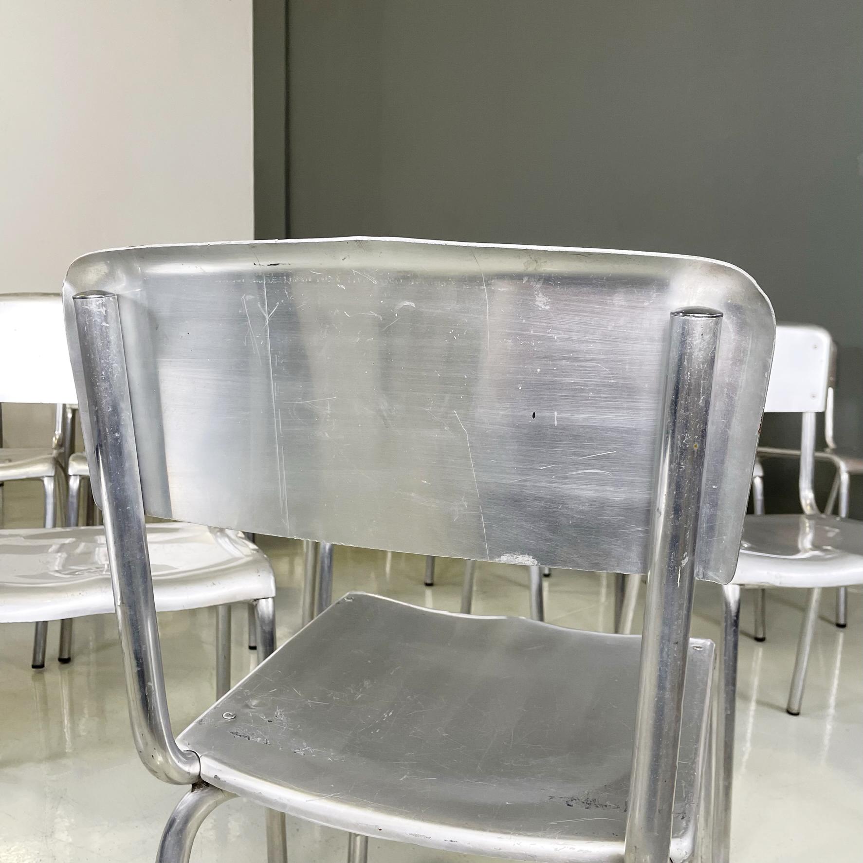 Italian modern rectangular aluminium stackable chairs, 1980s 8