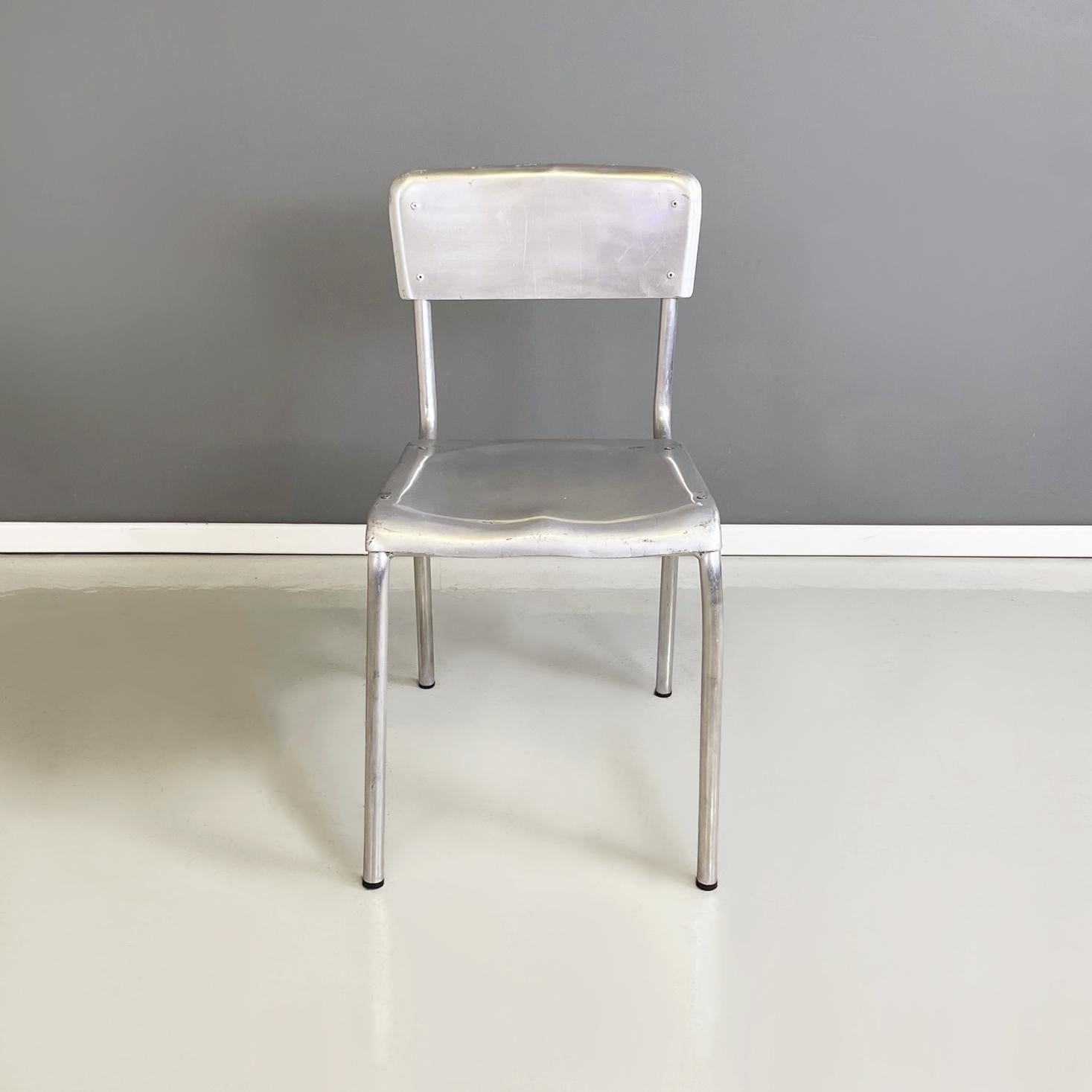 Modern Italian modern rectangular aluminium stackable chairs, 1980s