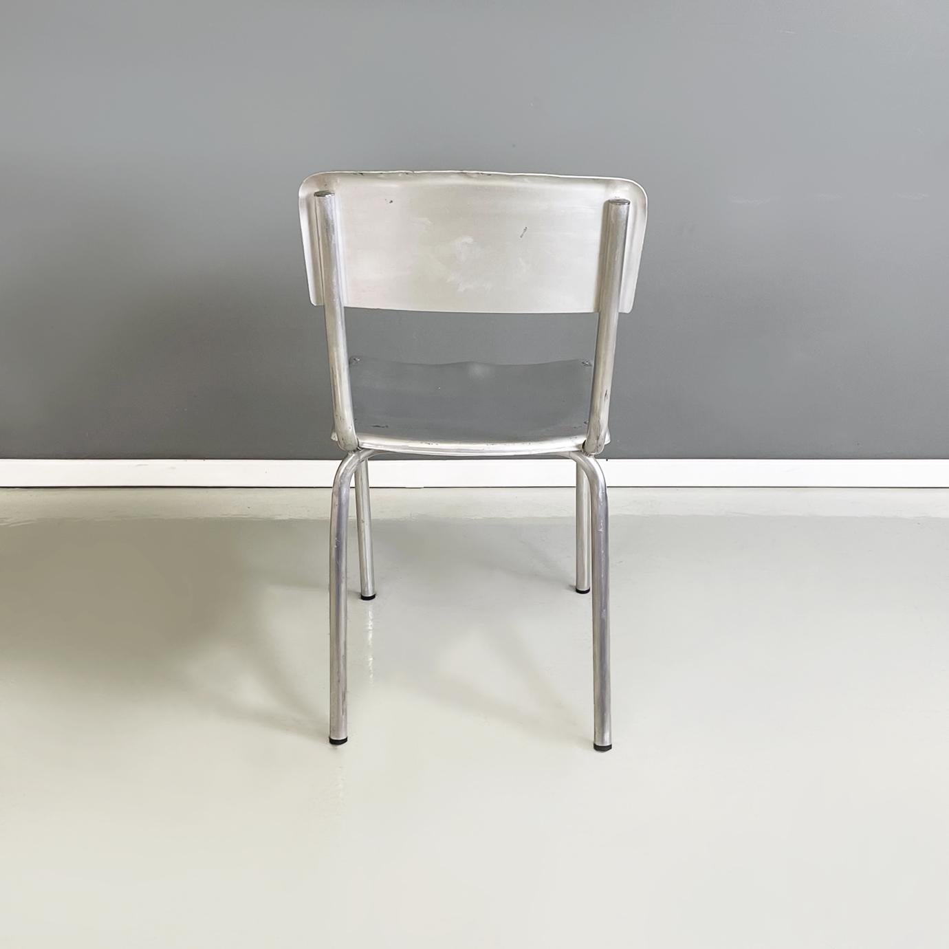 Late 20th Century Italian modern rectangular aluminium stackable chairs, 1980s