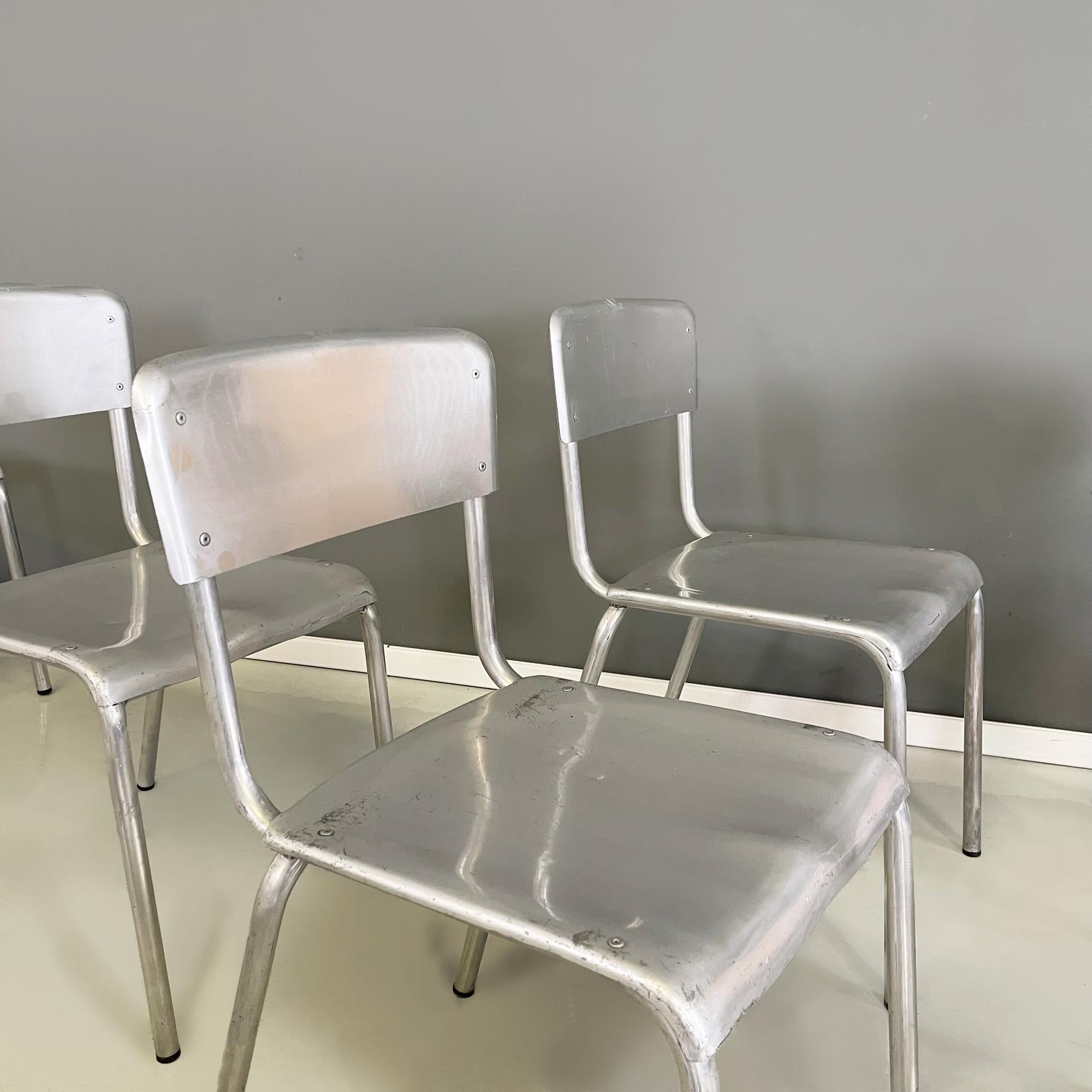 Italian modern rectangular aluminium stackable chairs, 1980s 1