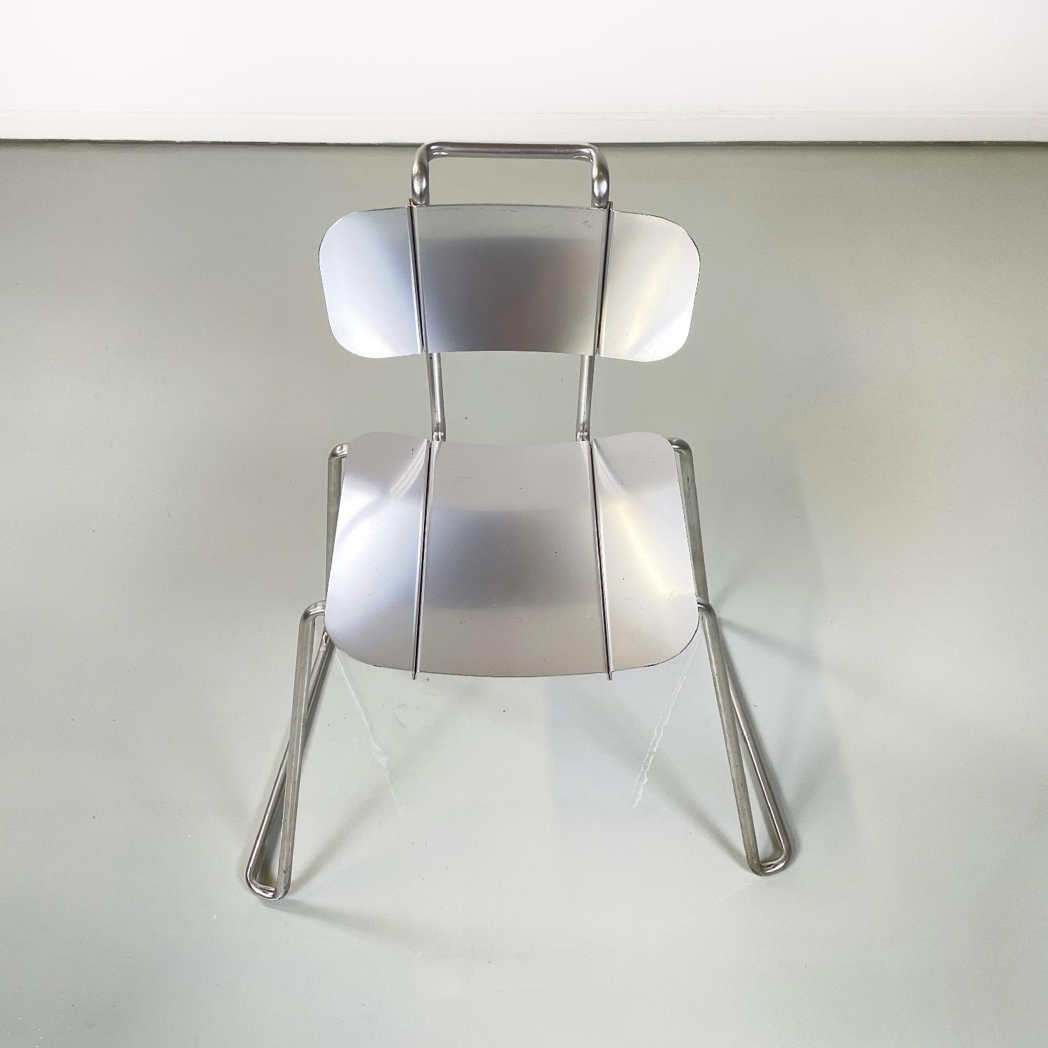 Late 20th Century Italian modern rectangular aluminum chair, 1980s For Sale