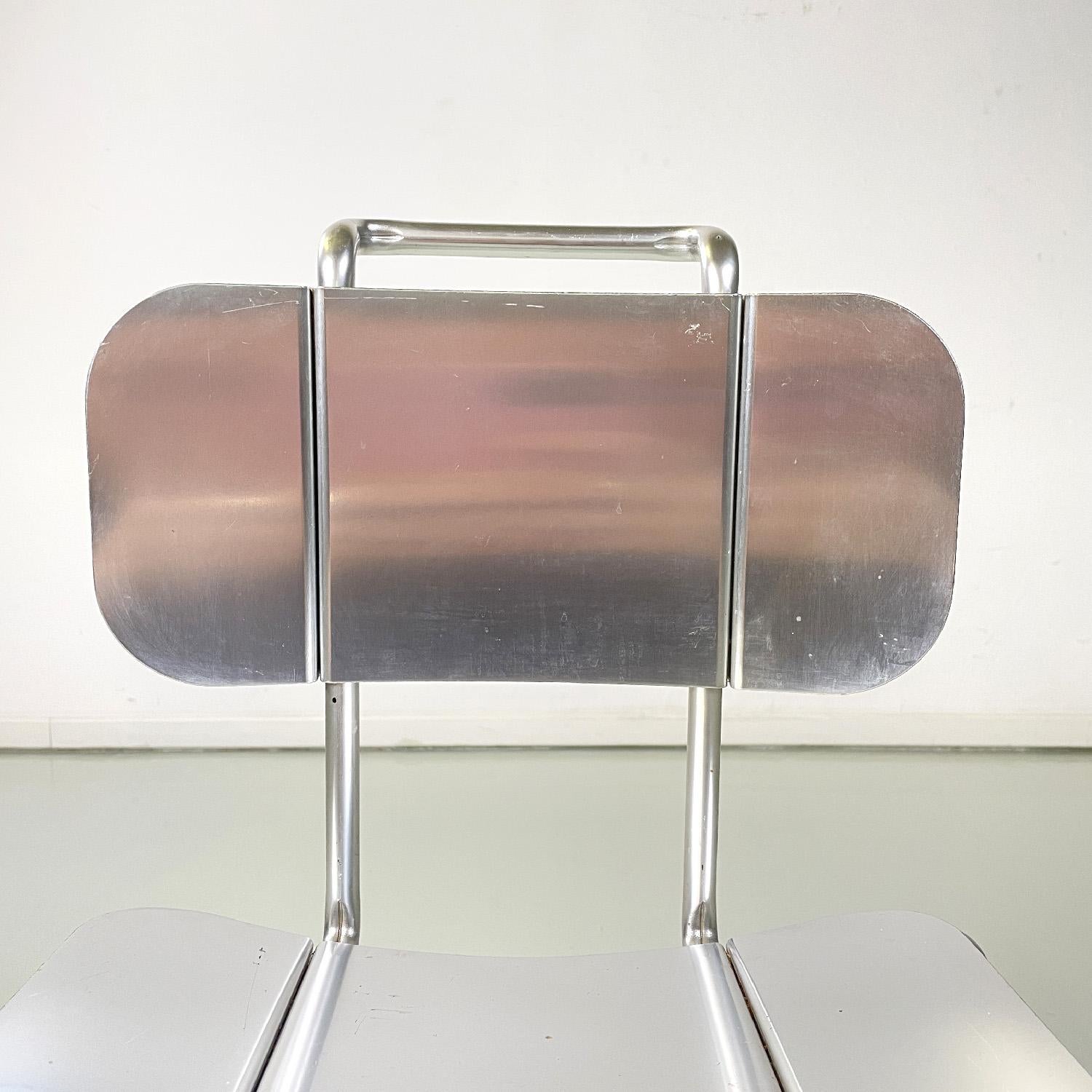 Aluminum Italian modern rectangular aluminum chair, 1980s For Sale