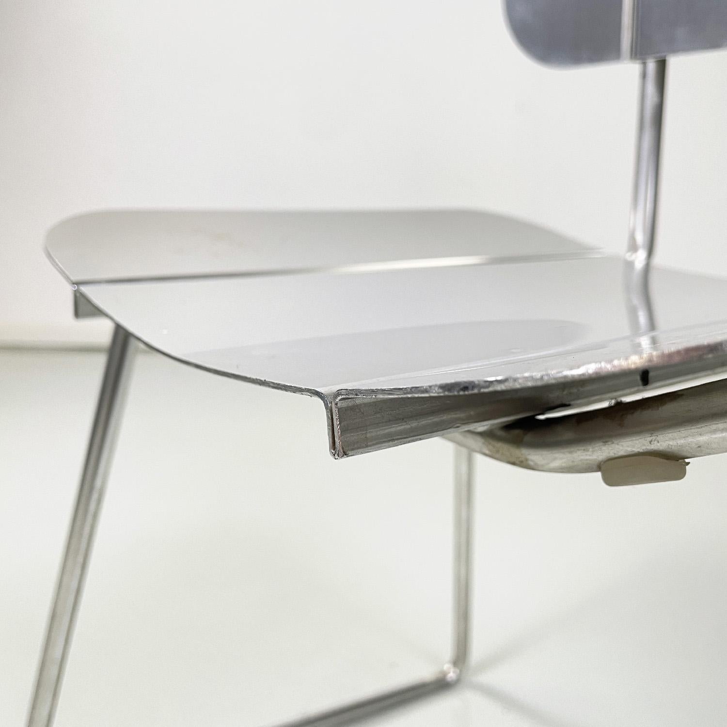 Italian modern rectangular aluminum chair, 1980s For Sale 2