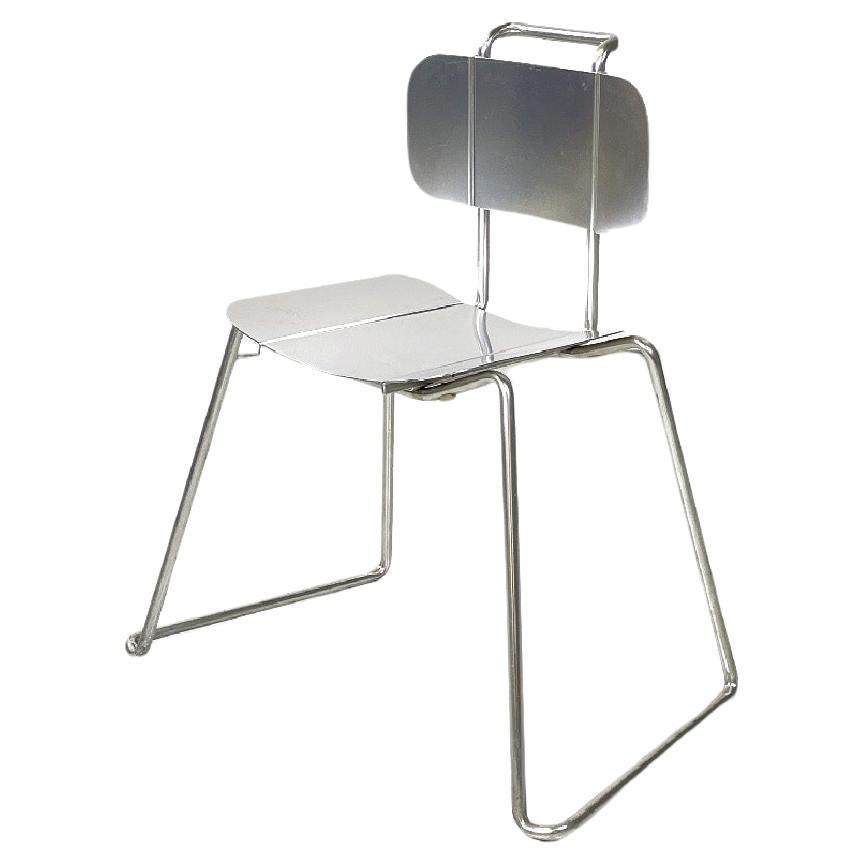 Italian modern rectangular aluminum chair, 1980s For Sale
