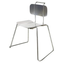 Silla moderna italiana rectangular de aluminio, años 80