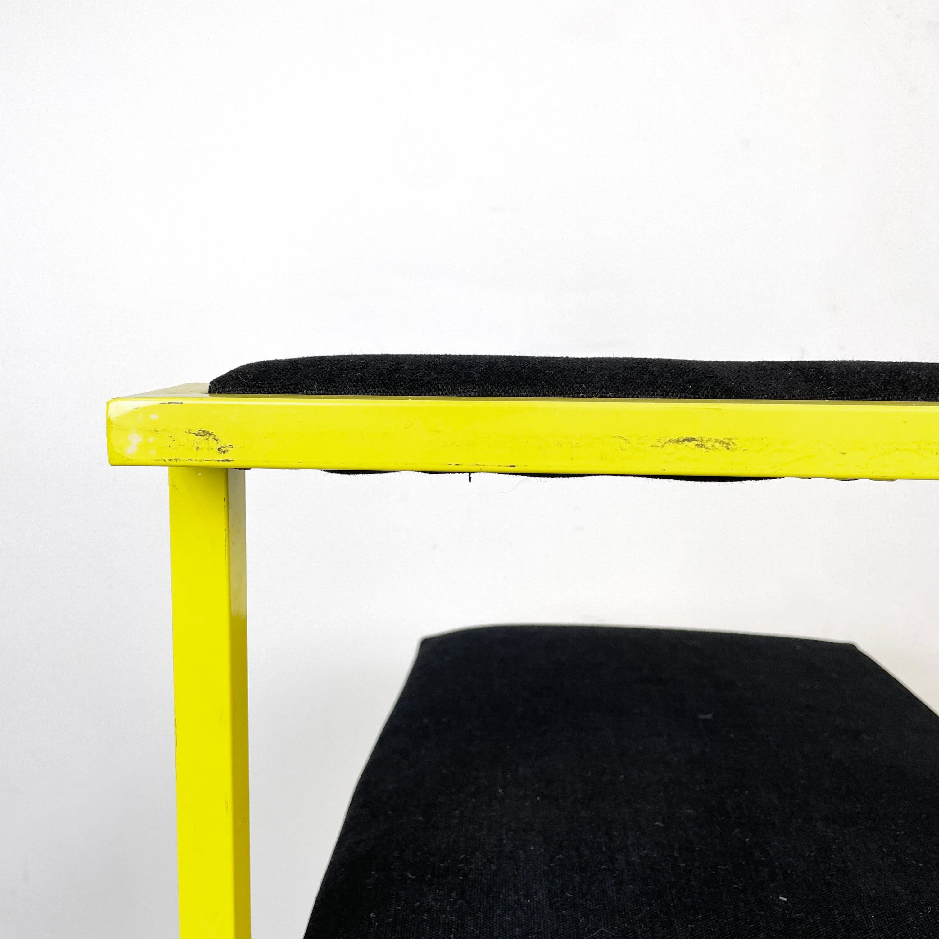 Italian modern Rectangular chair with black fabric and yellow metal, 1980s For Sale 6