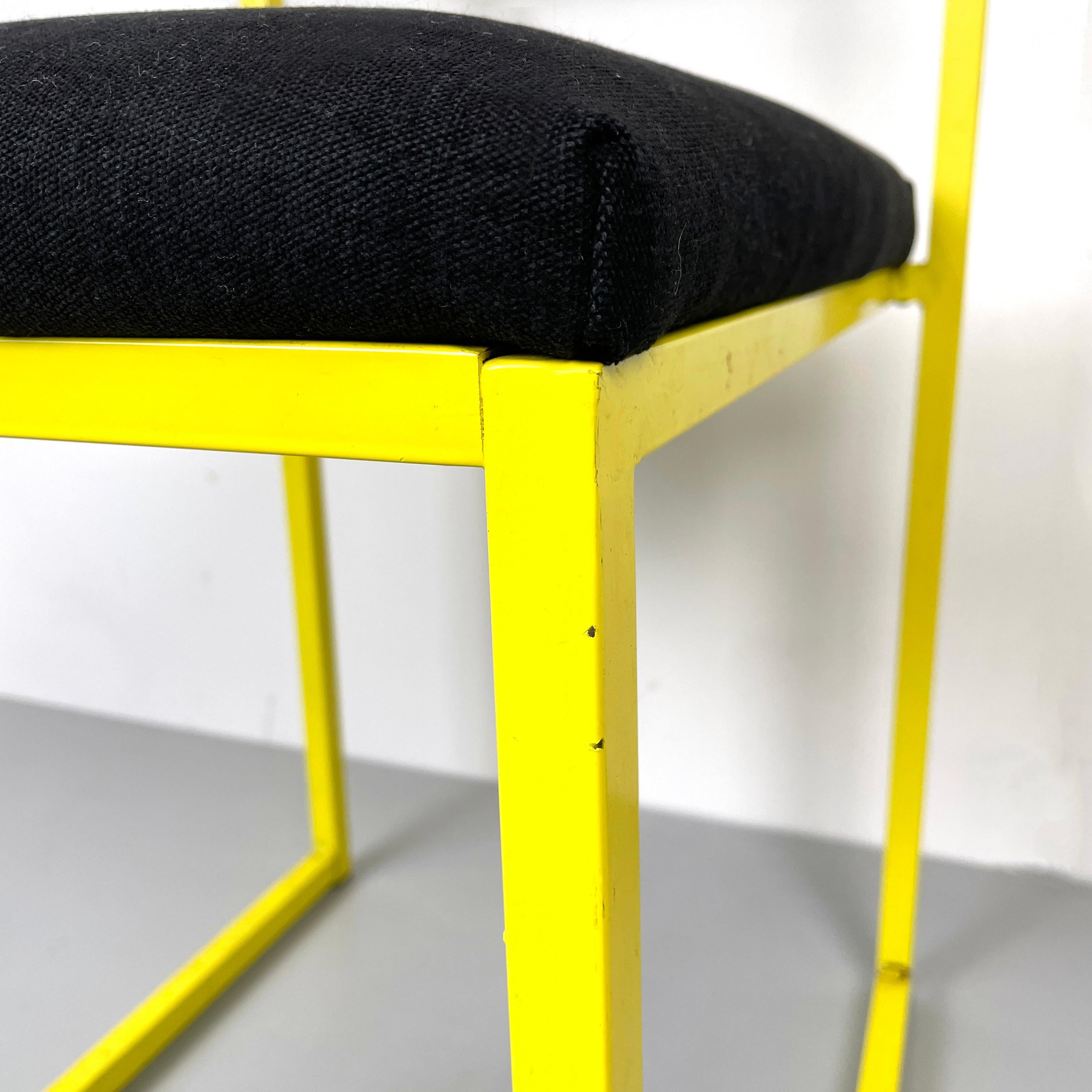 Italian modern Rectangular chair with black fabric and yellow metal, 1980s For Sale 1