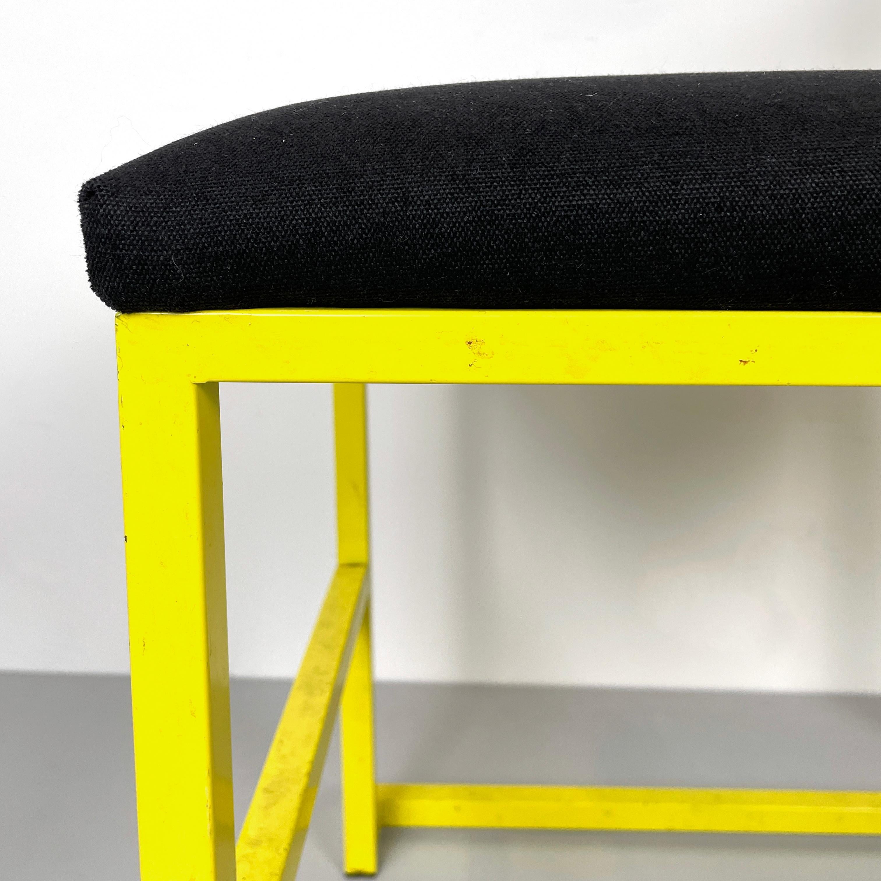 Italian modern Rectangular chair with black fabric and yellow metal, 1980s For Sale 2