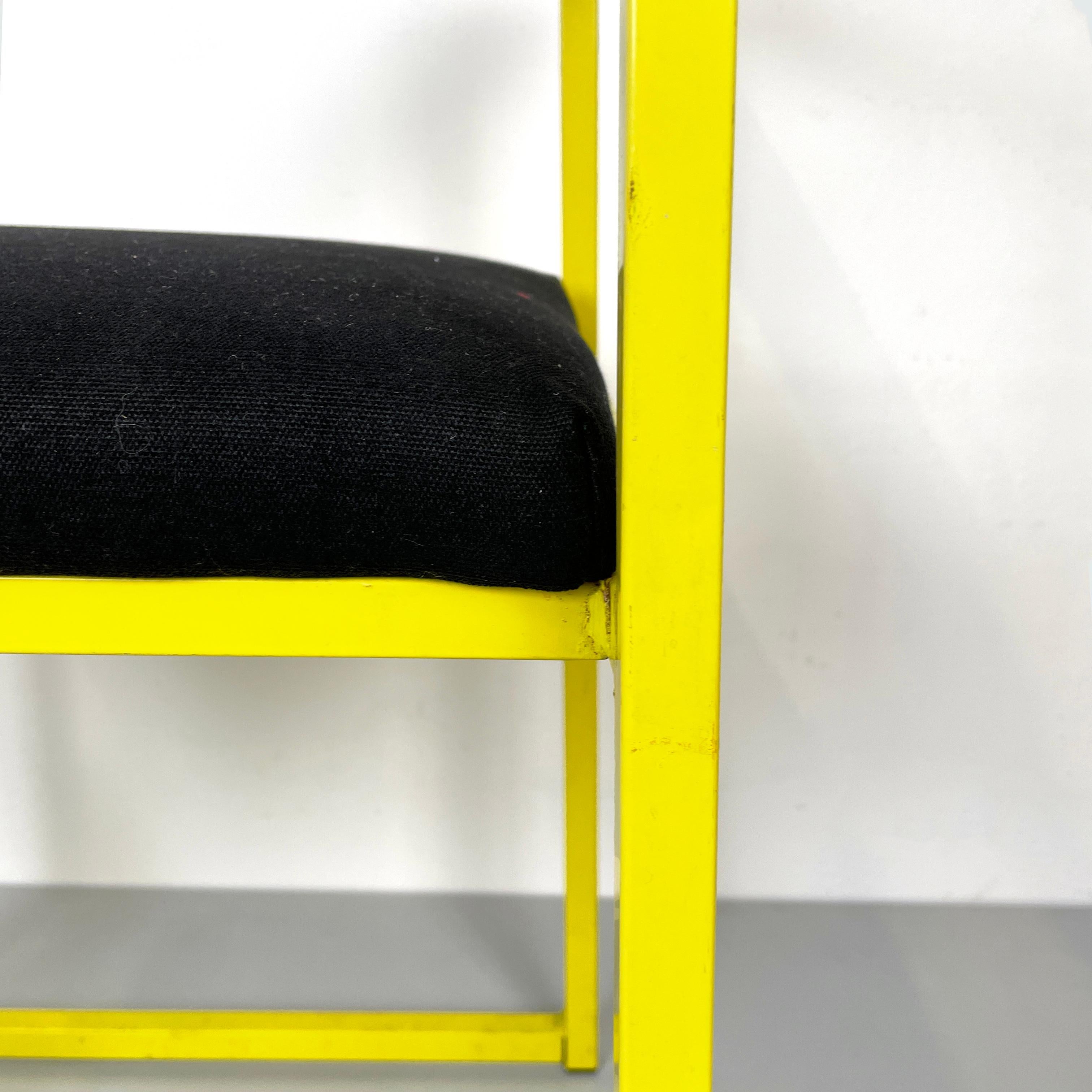 Italian modern Rectangular chair with black fabric and yellow metal, 1980s For Sale 3