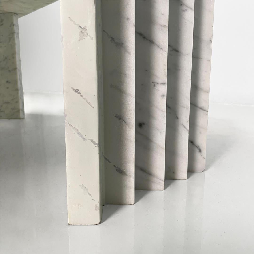 Italian modern rectangular coffe table in white marble by Carlo Scarpa, 1980s en venta 3