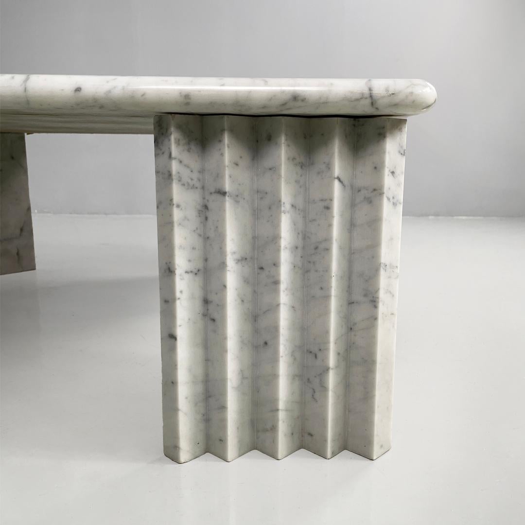 Italian modern rectangular coffe table in white marble by Carlo Scarpa, 1980s en venta 5
