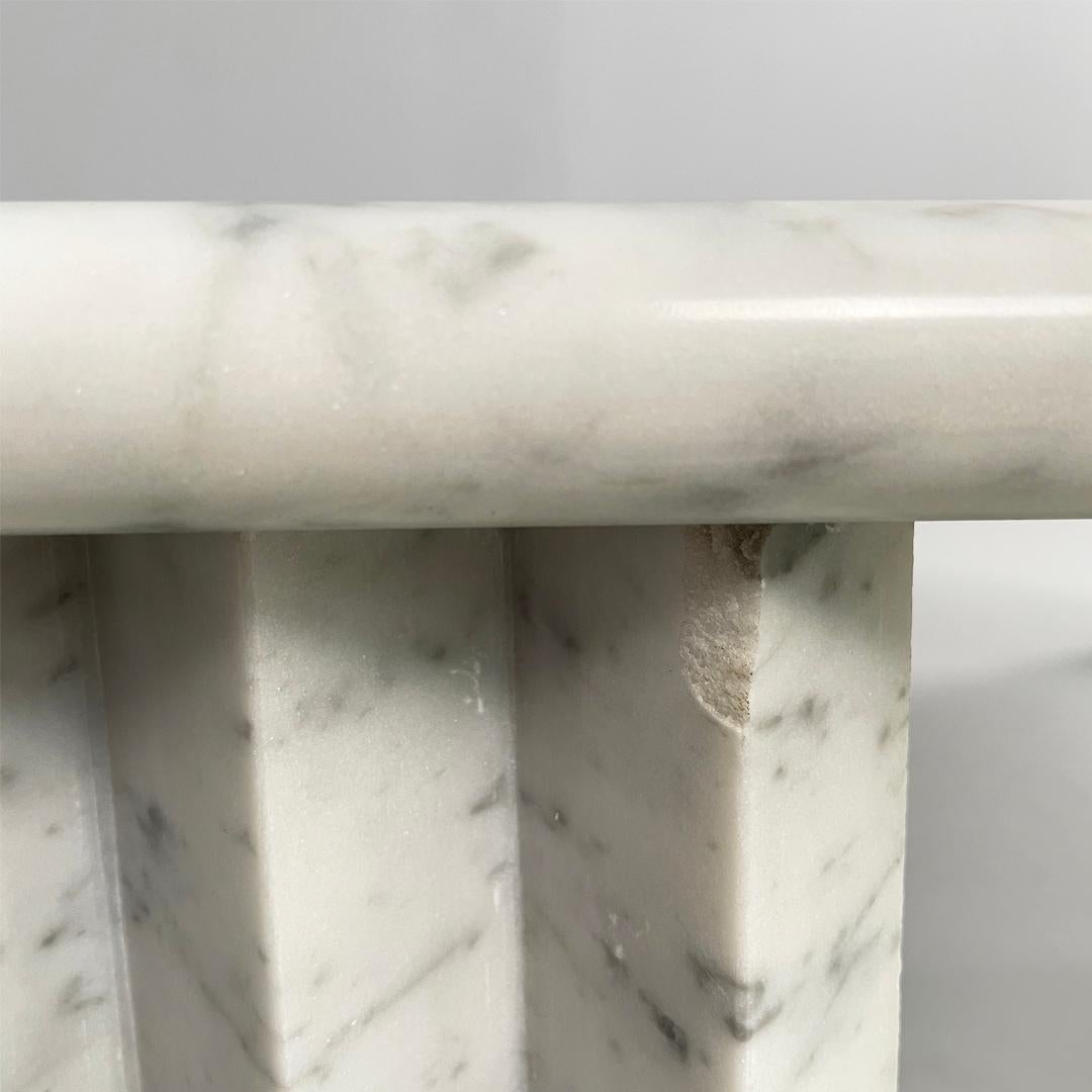 Italian modern rectangular coffe table in white marble by Carlo Scarpa, 1980s en venta 7