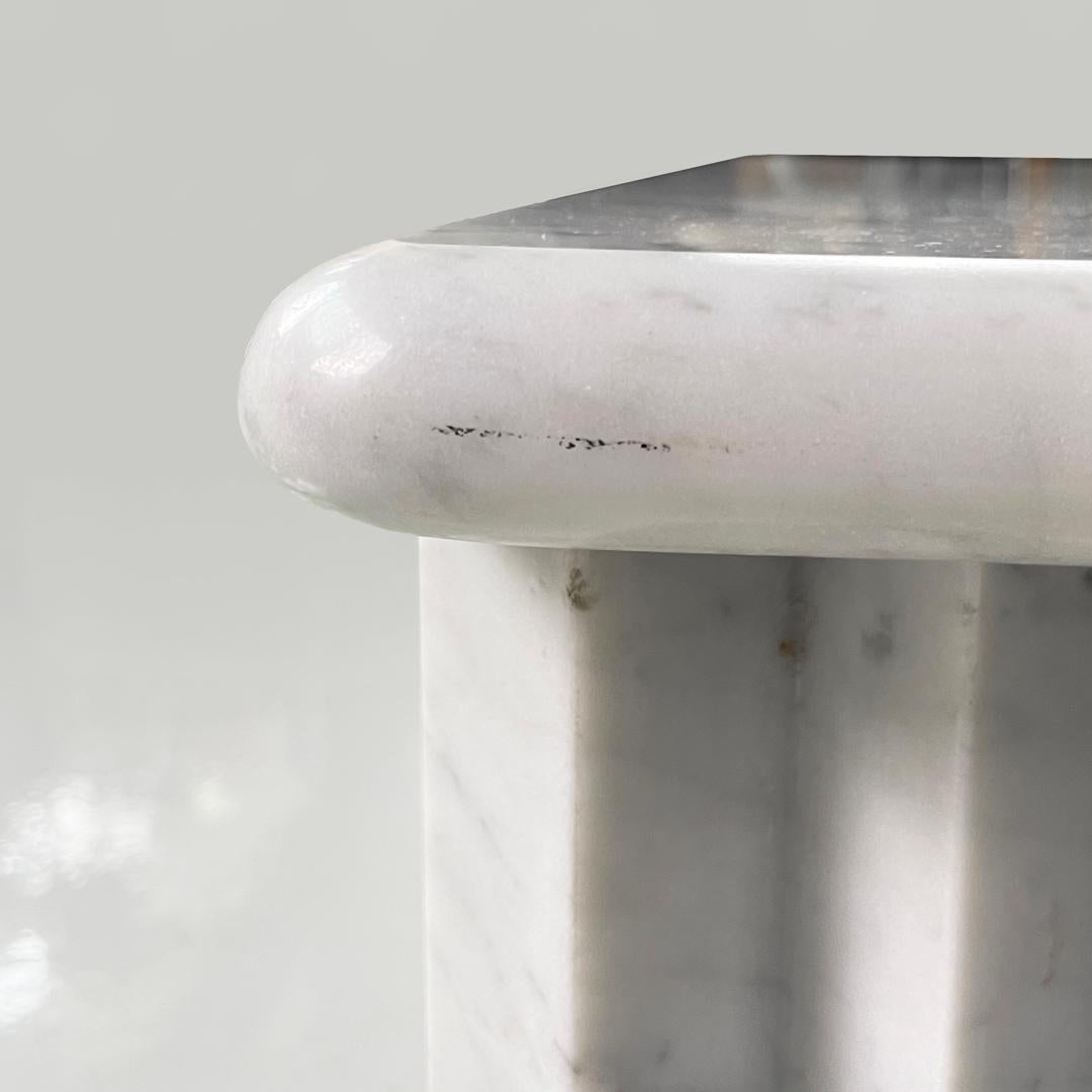Italian modern rectangular coffe table in white marble by Carlo Scarpa, 1980s en venta 9