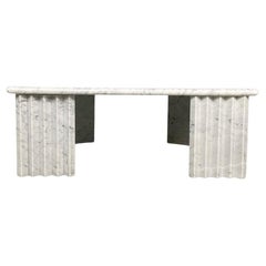 Italian modern rectangular coffe table in white marble by Carlo Scarpa, 1980s