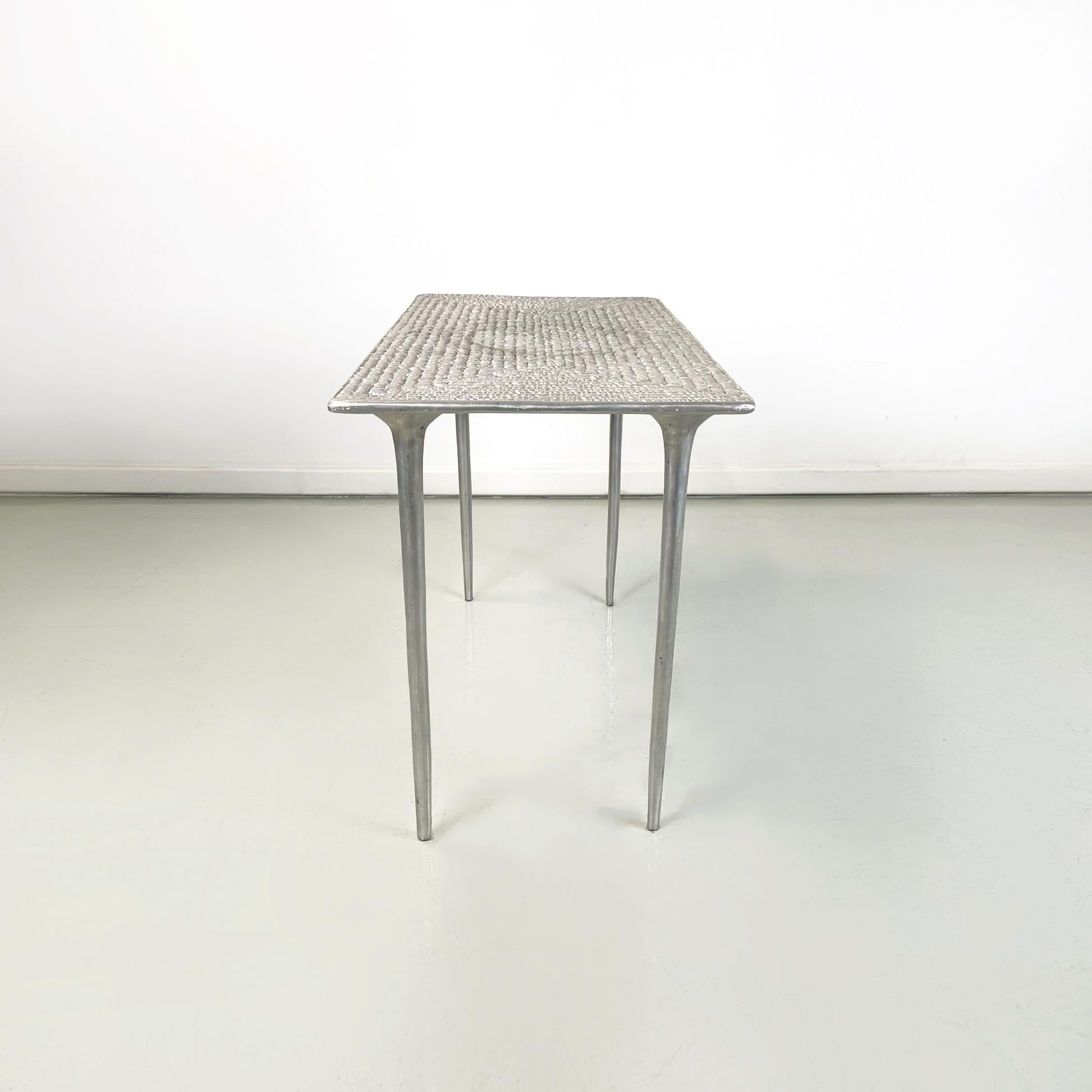 Italian Modern Rectangular Coffee Table in Aluminum, 1980-1990s In Good Condition For Sale In MIlano, IT