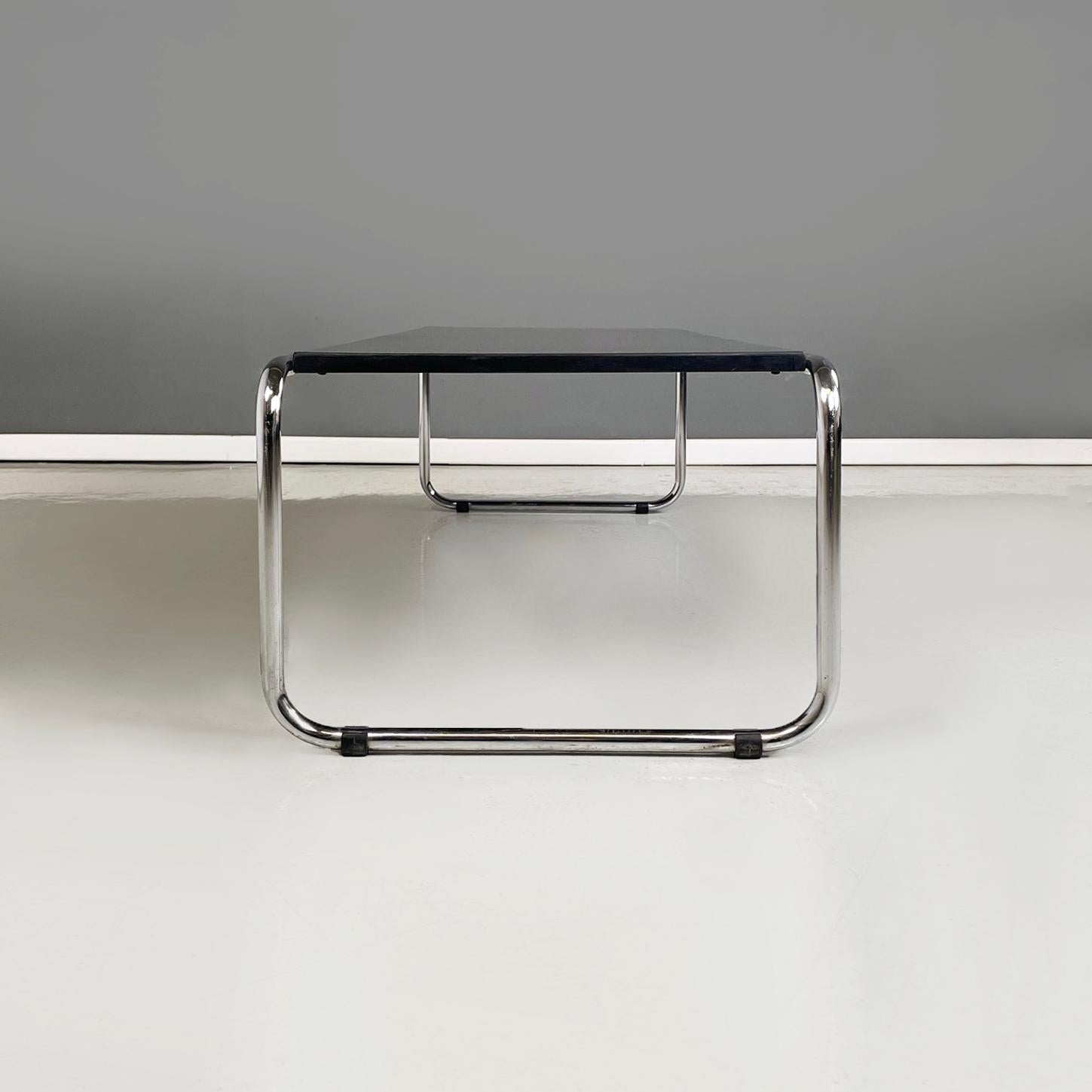 Italian modern Rectangular coffee table Laccio in black formica and steel, 1980s In Good Condition In MIlano, IT
