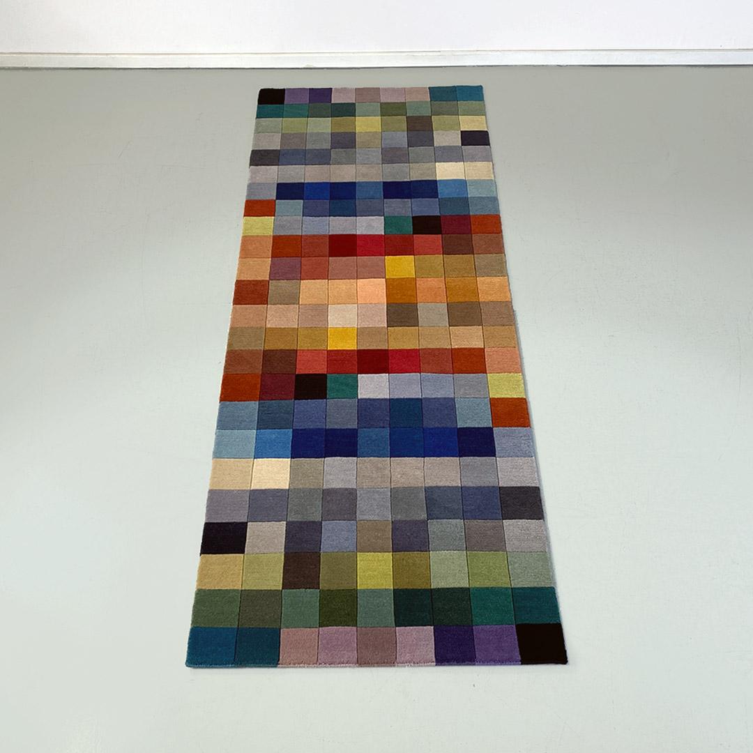 Italian modern rectangular colored carpet with checked pattern, 1990s For Sale 2