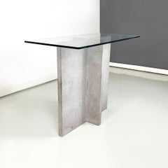 Italian modern rectangular Console in glass and cement, 1980s