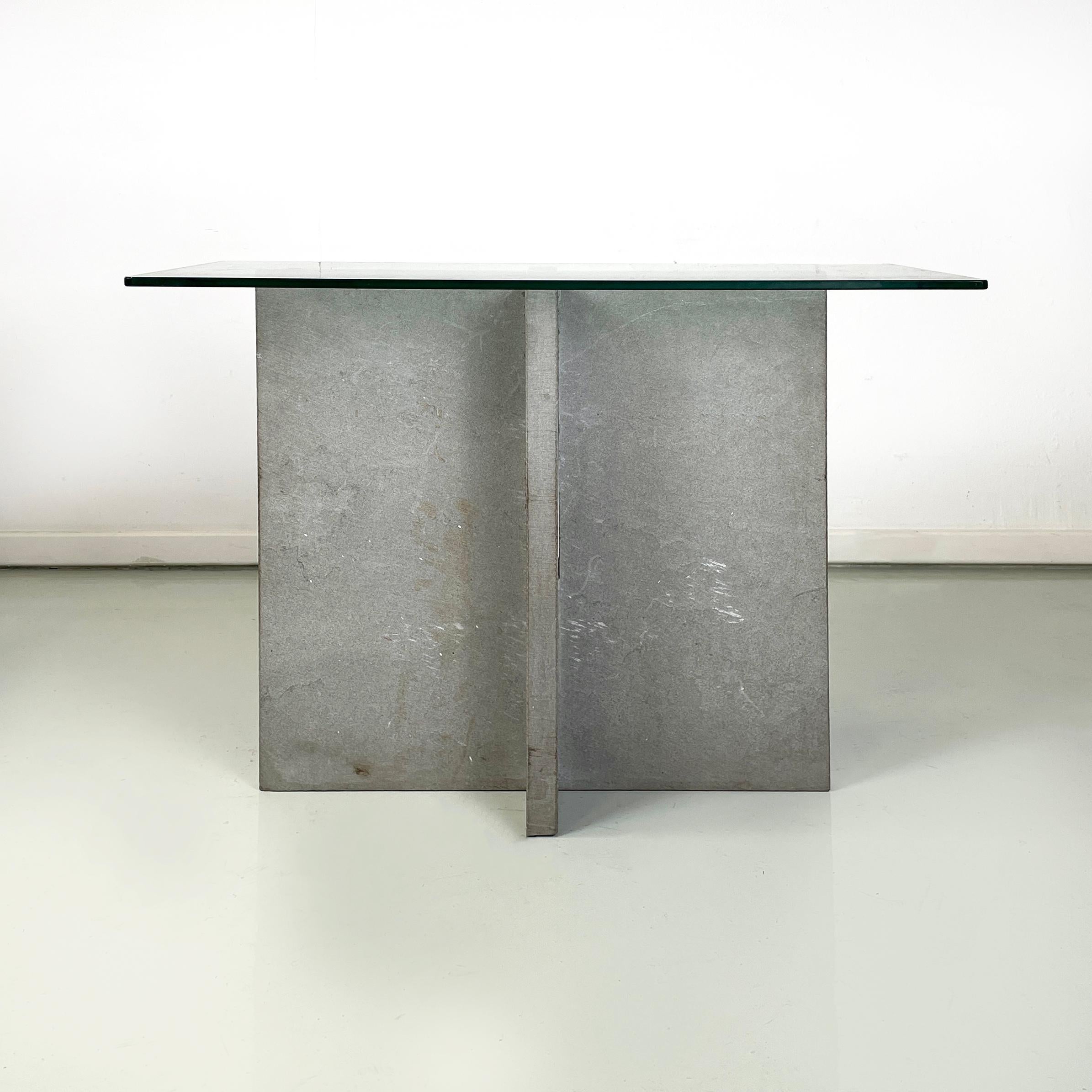 Modern Italian modern rectangular Console in glass and cement, 1980s