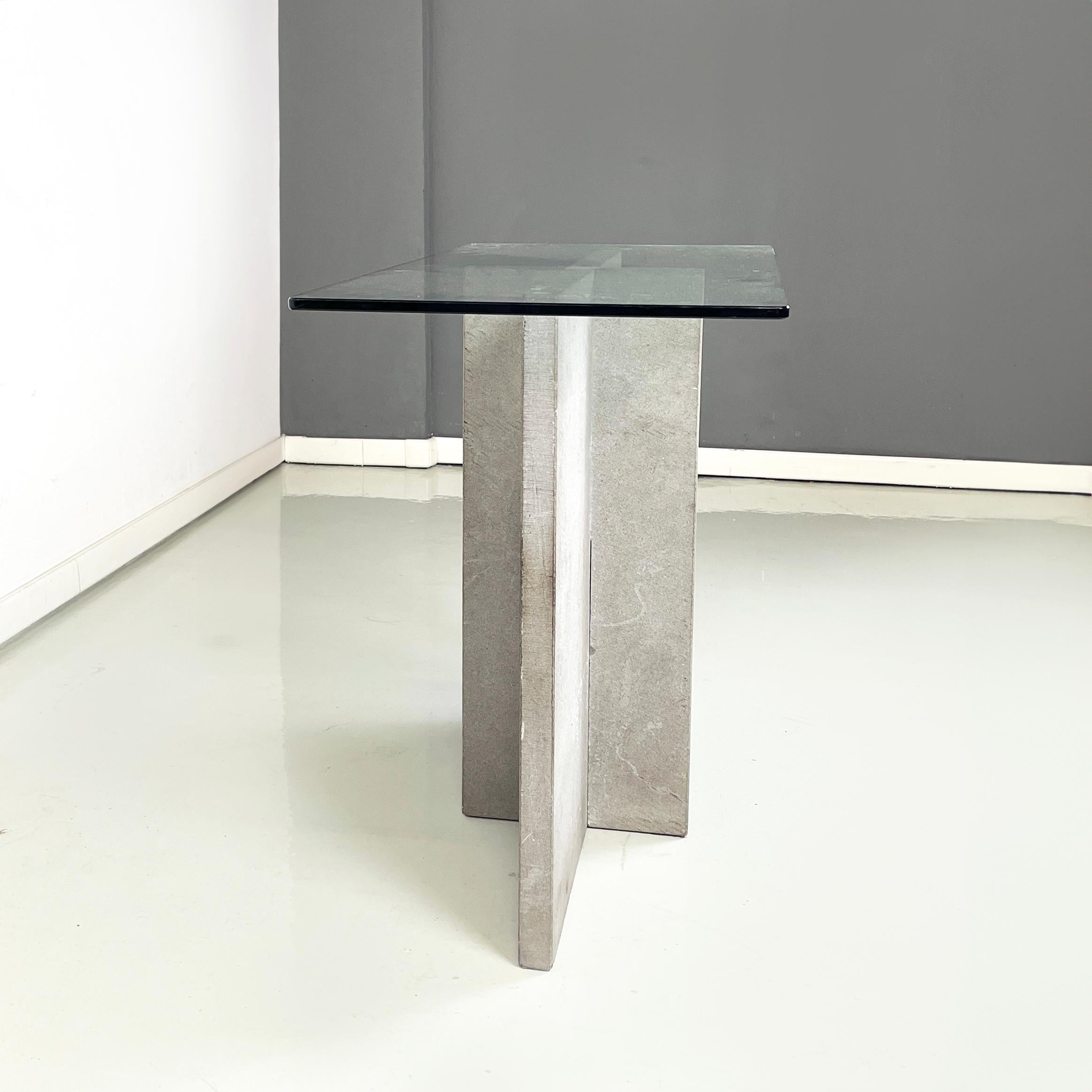 Italian modern rectangular Console in glass and cement, 1980s In Good Condition In MIlano, IT