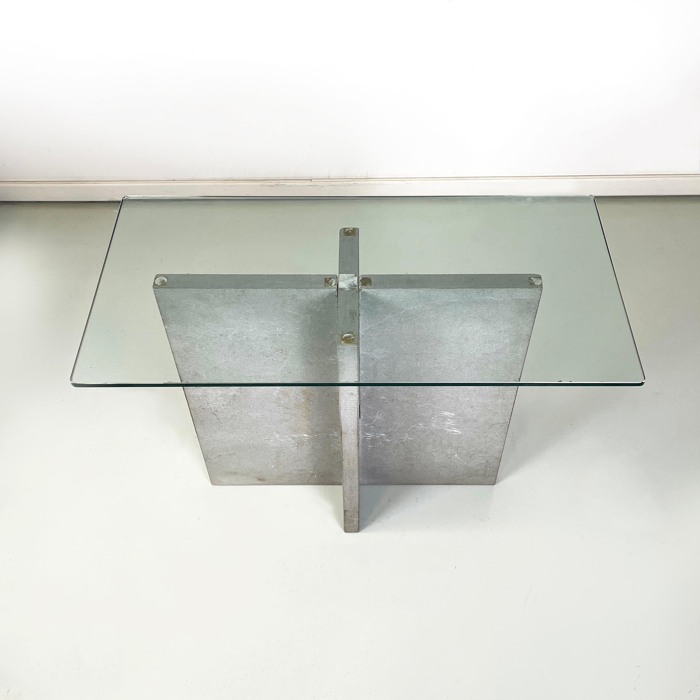 Late 20th Century Italian modern rectangular Console in glass and cement, 1980s