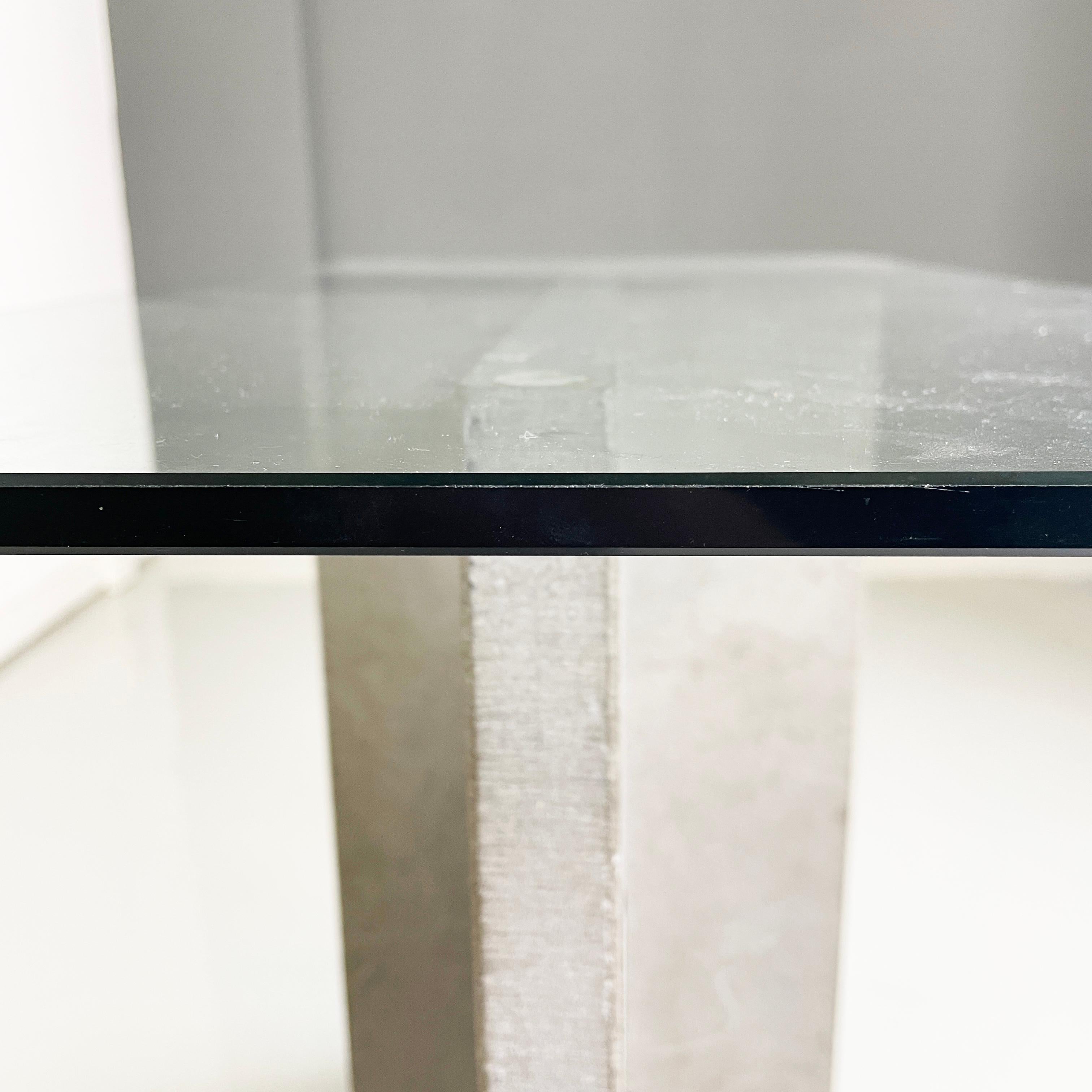 Italian modern rectangular Console in glass and cement, 1980s 2
