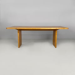 Italian modern rectangular dining table in wood, 1980s