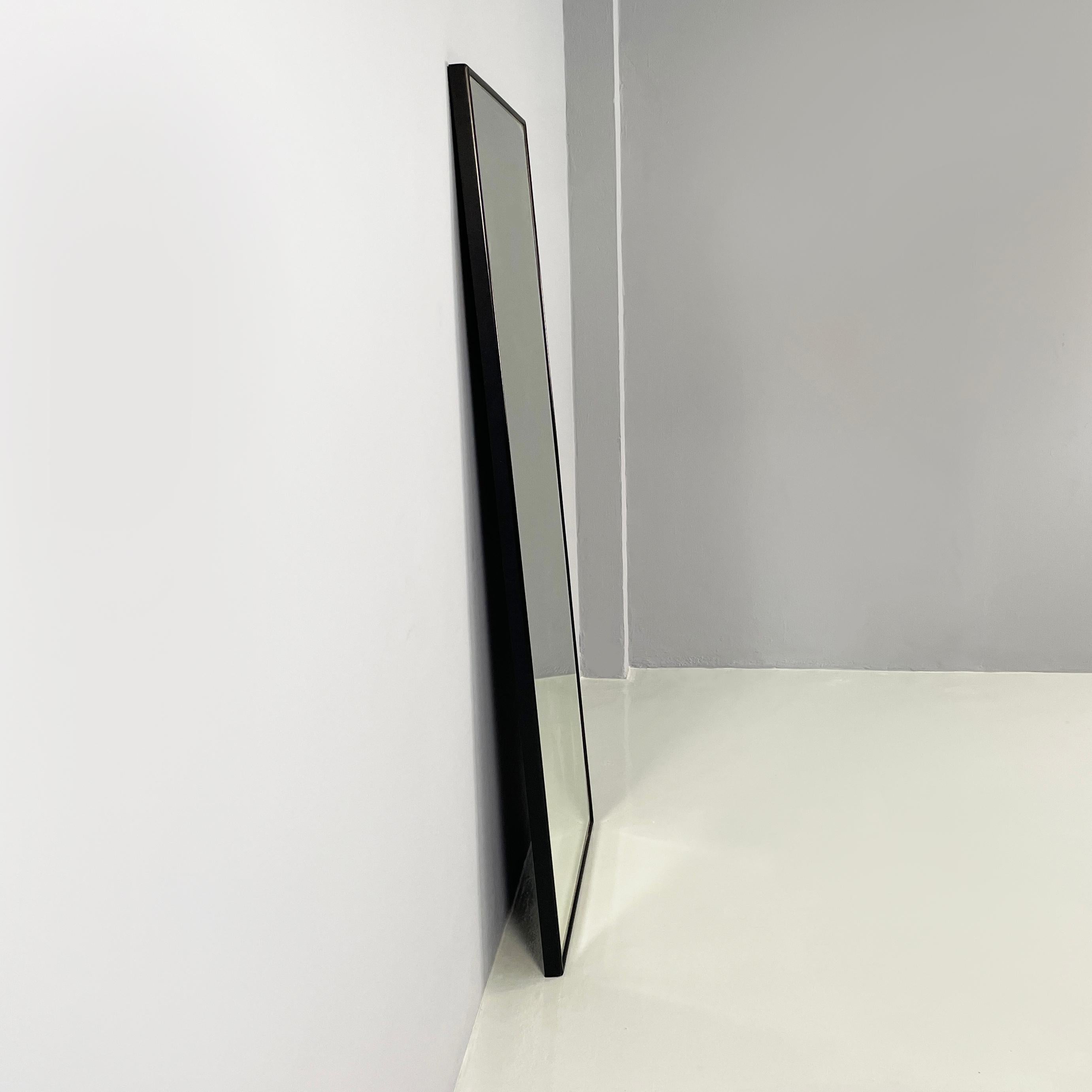 Modern Italian modern Rectangular mirror with black wooden frame, 1990s For Sale