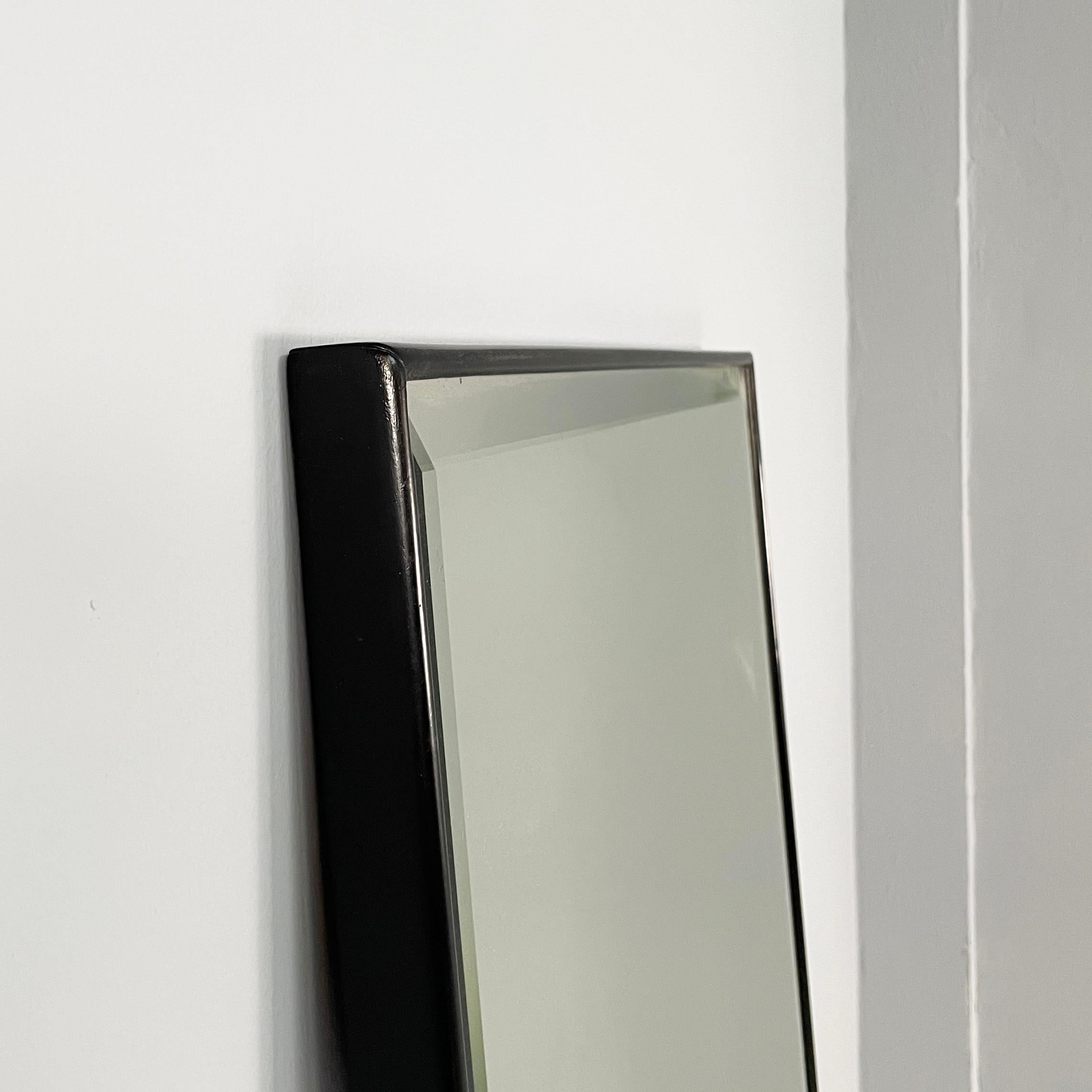 Late 20th Century Italian modern Rectangular mirror with black wooden frame, 1990s For Sale