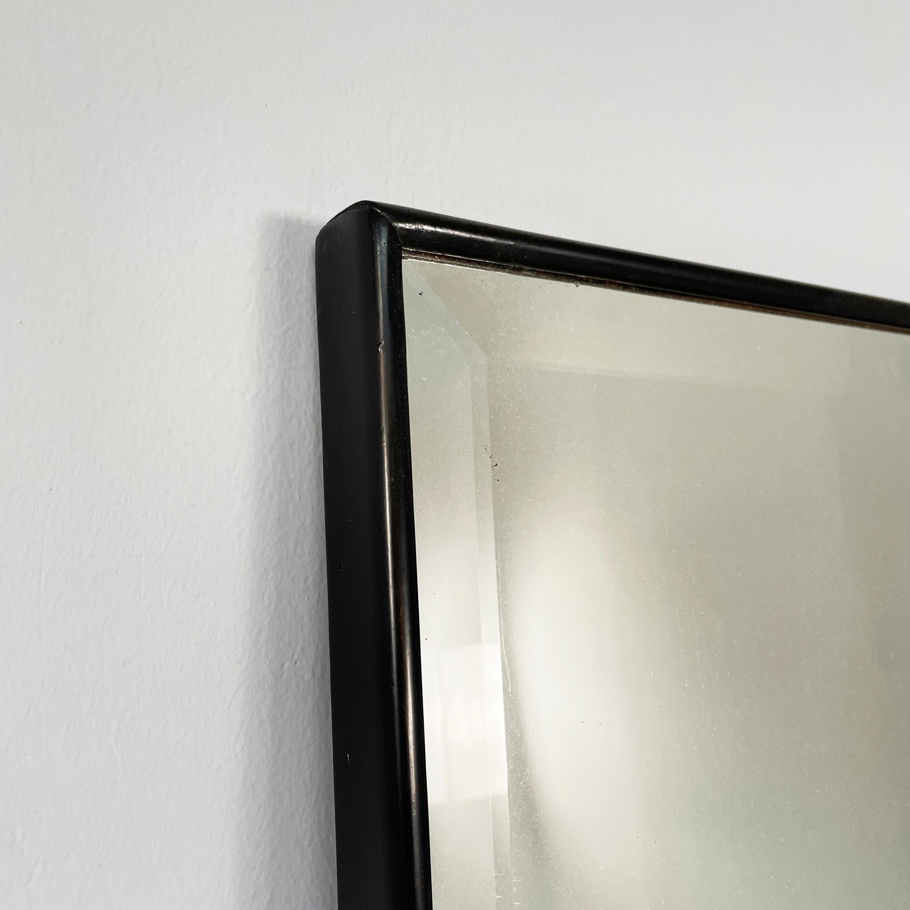 Wood Italian modern Rectangular mirror with black wooden frame, 1990s For Sale