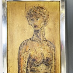 Italian Modern Rectangular Painting of Naked Woman, 1980s