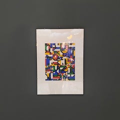 Italian Modern Rectangular Painting with Collage, 1980s