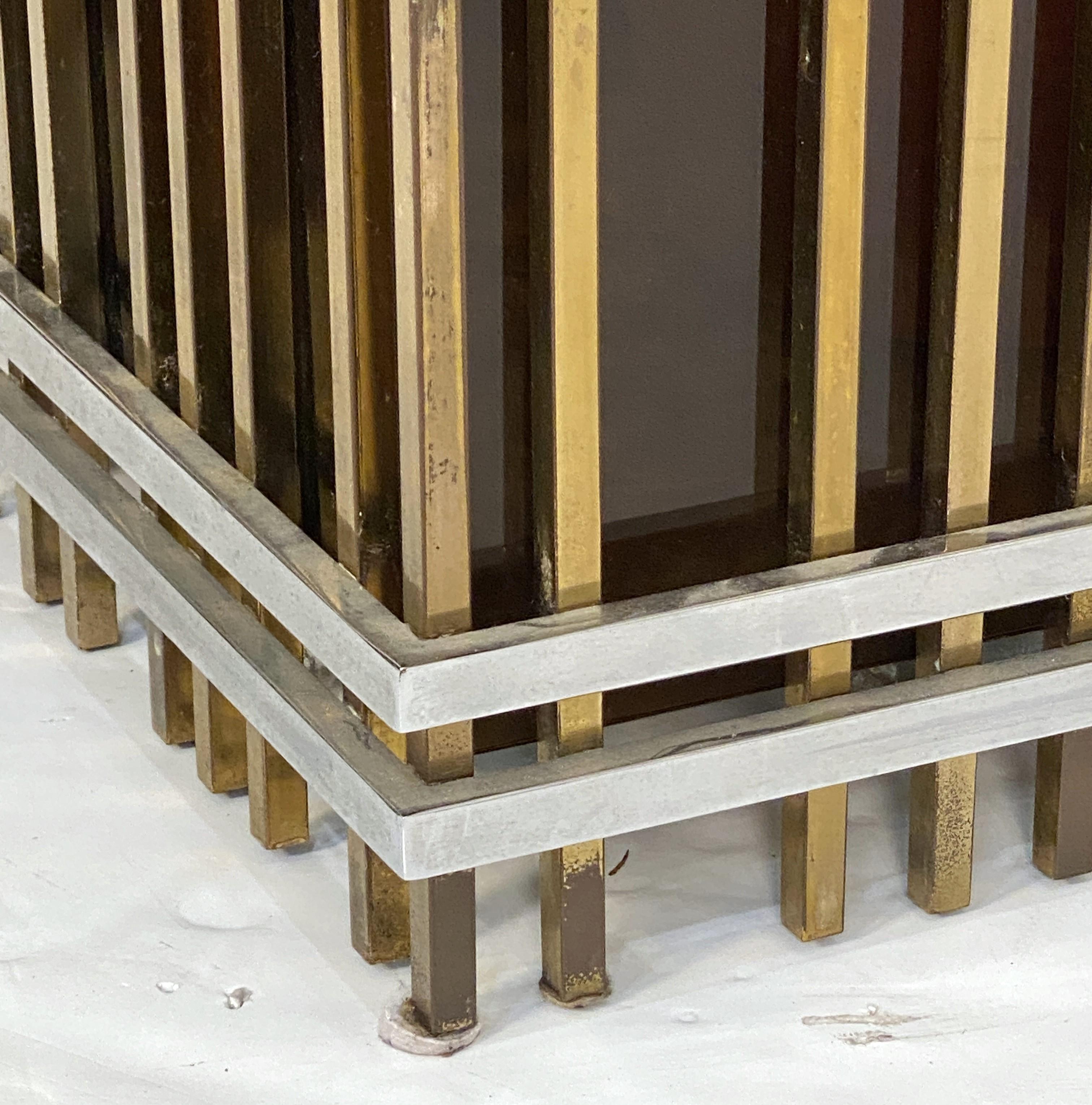 Italian Modern Rectangular Planter Box or Fioriera of Brass and Chrome For Sale 6