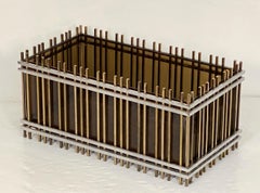 Italian Modern Rectangular Planter Box or Fioriera of Brass and Chrome