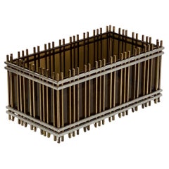 Italian Modern Rectangular Planter Box or Fioriera of Brass and Chrome