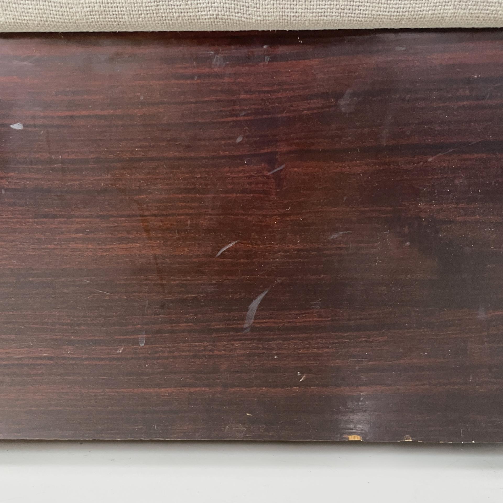 Puf rectangular moderno italiano de madera y tela beige, años 70 en venta 6