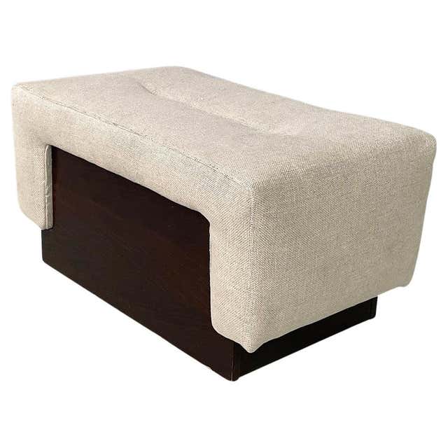 Rectangular Pouf Italian modern pouf on brass wheels with orange and brown striped ...