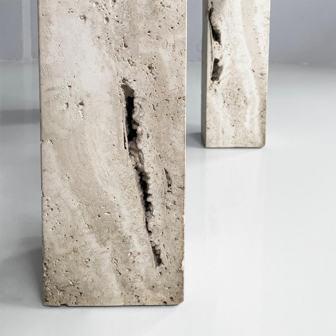 Italian modern rectangular red granite and travertine coffee table, 1970s For Sale 13