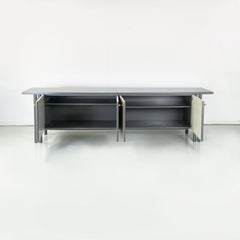 Italian Modern Rectangular Sideboard in Gray and White Wood, 1980s