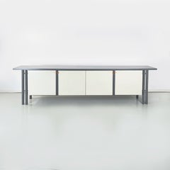 Italian Modern Rectangular Sideboard in Gray and White Wood, 1980s