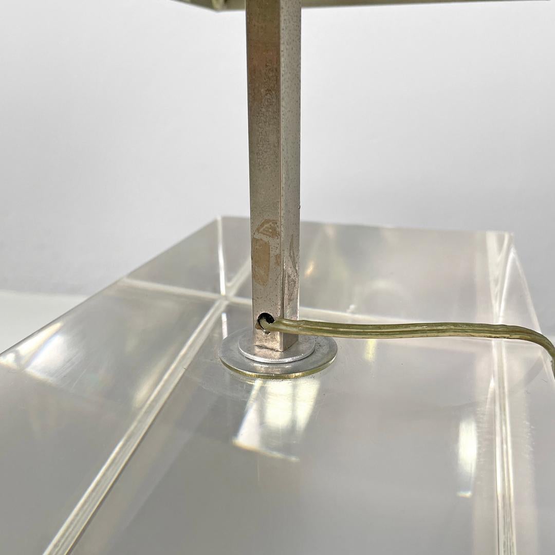 Italian modern rectangular table lamp in metal and transparent plexiglass, 1970s For Sale 12