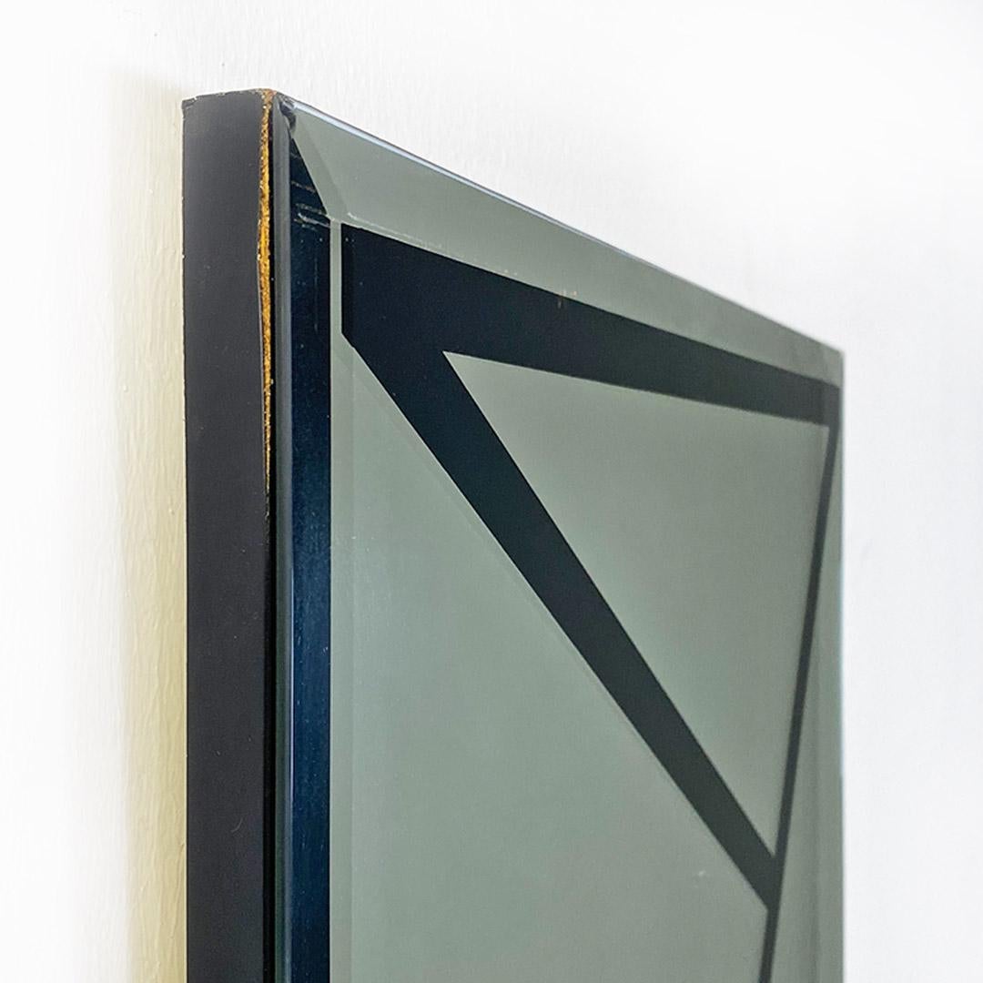 Italian Modern Rectangular Wall Mirror with Black Geometric Motif, 1980s For Sale 3