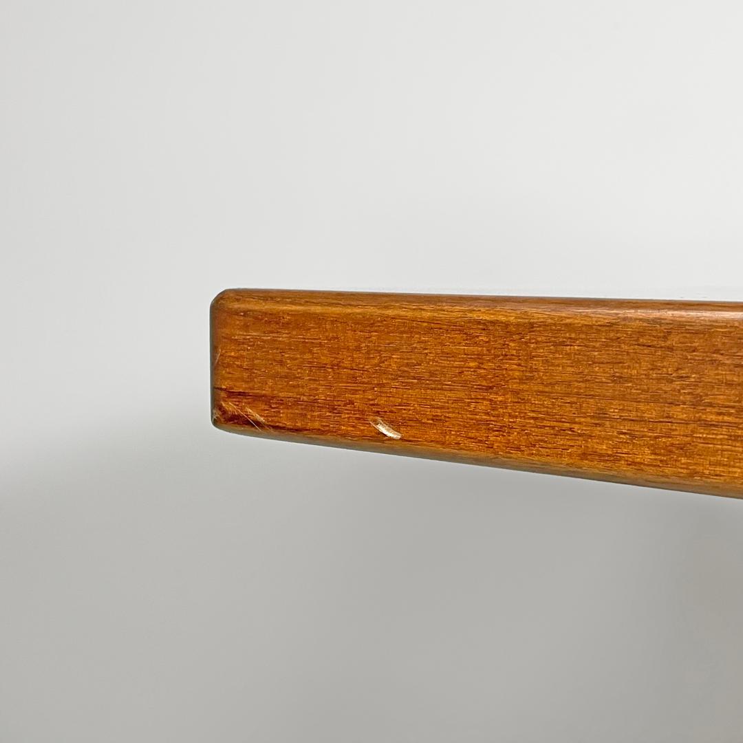 Italian modern rectangular wooden dining room table with two central beams 1970s en venta 6