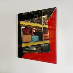 Italian modern red and black wall mirror by Carmi for Acerbis, 1980s