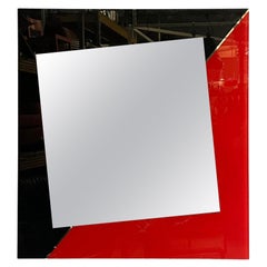 Italian modern red and black wall mirror by Carmi for Acerbis, 1980s